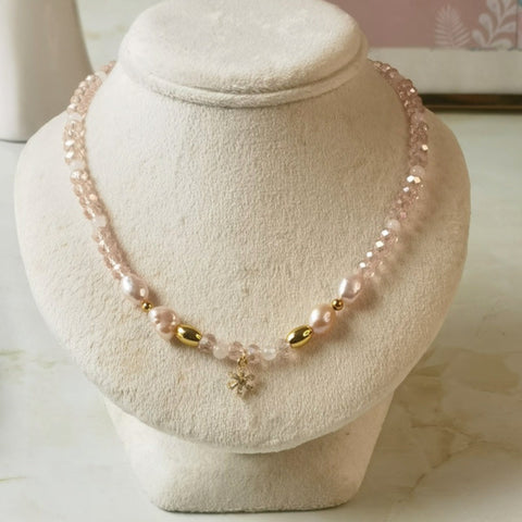 Collar perlas naturales hecho a mano 
