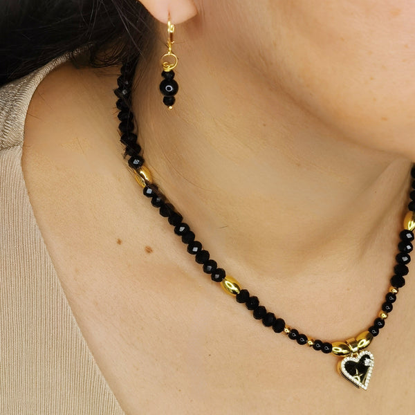 Collar de mujer piedra onix y murano regalo