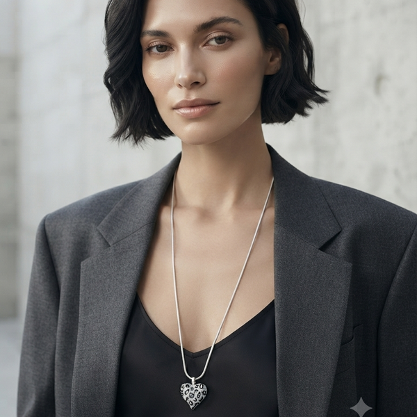 collar print plata corazon