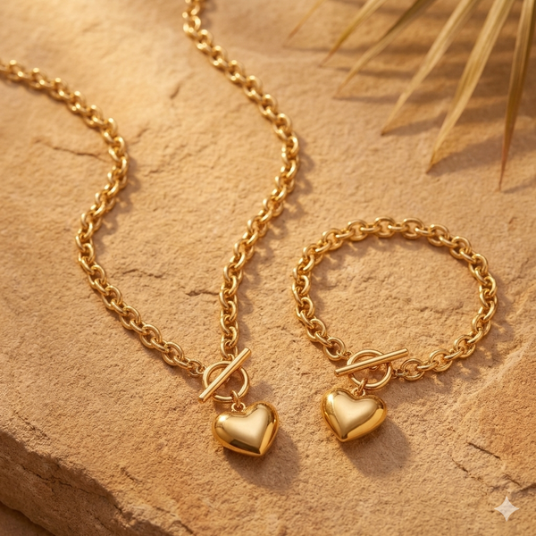 Collar de mujer y pulsera de corazón