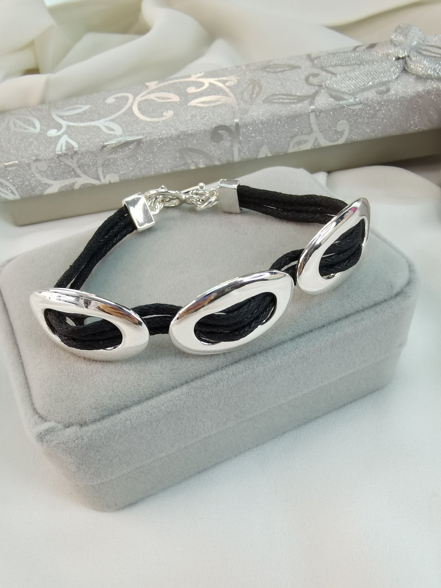 Pulsera entrelazada baño en plata