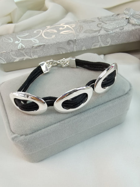 Pulsera entrelazada baño en plata