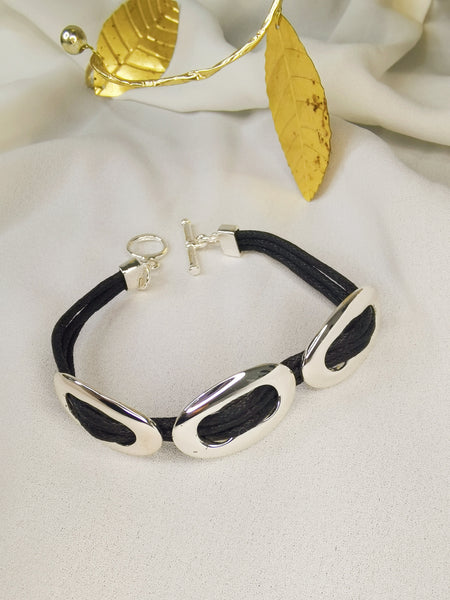 Pulsera entrelazada baño en plata