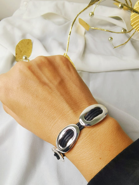 Pulsera entrelazada baño en plata