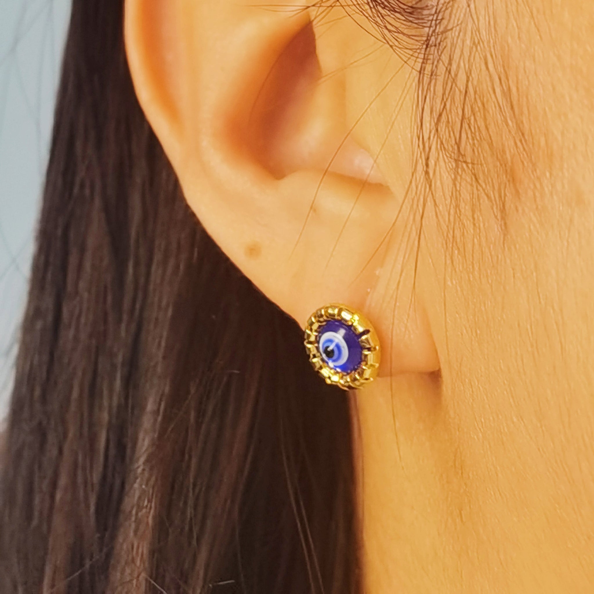 Aretes ojo turco acero proteccion regalo a mama