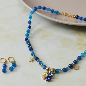 Collar de mujer lapisazuli trebol regalo