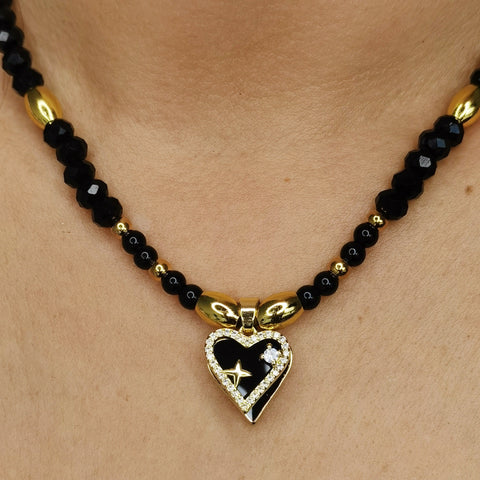 cOLLAR MUJER PIEDRA ONIX Y MURANO REGALO