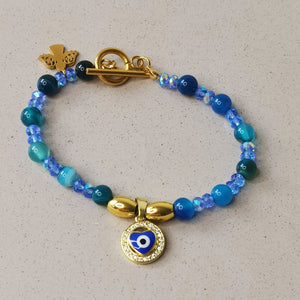 Pulsera  mujer lapisazuli ojo turco protección regalo