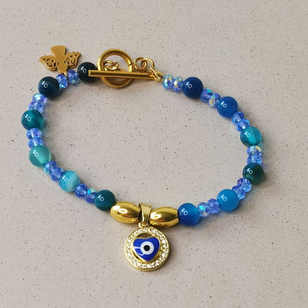 Pulsera  mujer lapisazuli ojo turco protección regalo