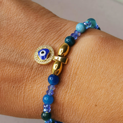Pulsera  mujer lapisazuli ojo turco protección regalo
