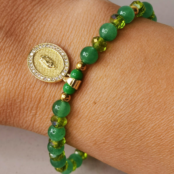 Pulsera hecho a mano piedra jade virgen ragalo