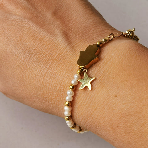 Pulsera mujer perla de rio hecho a mano regalo