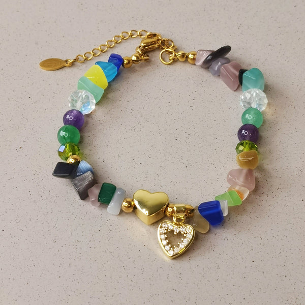 Pulsera mujer piedras naturales corazon regalo