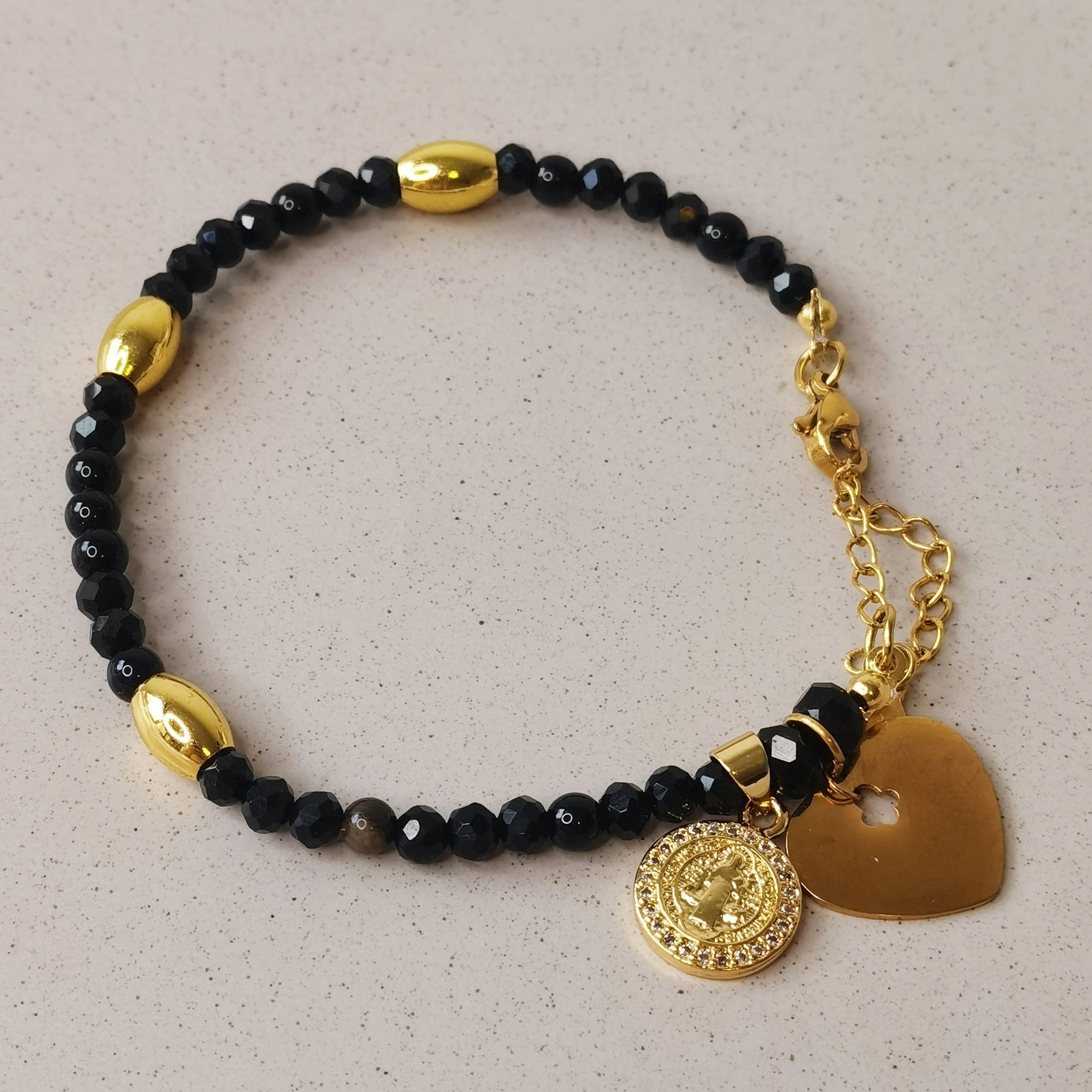Pulsera mujer san benito murano piedra onix regalo
