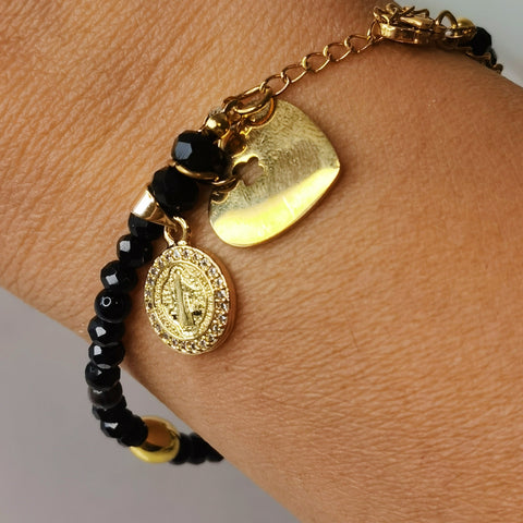 Pulsera mujer san benito murano piedra onix regalo