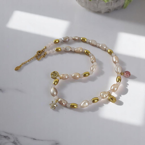 Collar de perlas naturales rose regalo moda mujer