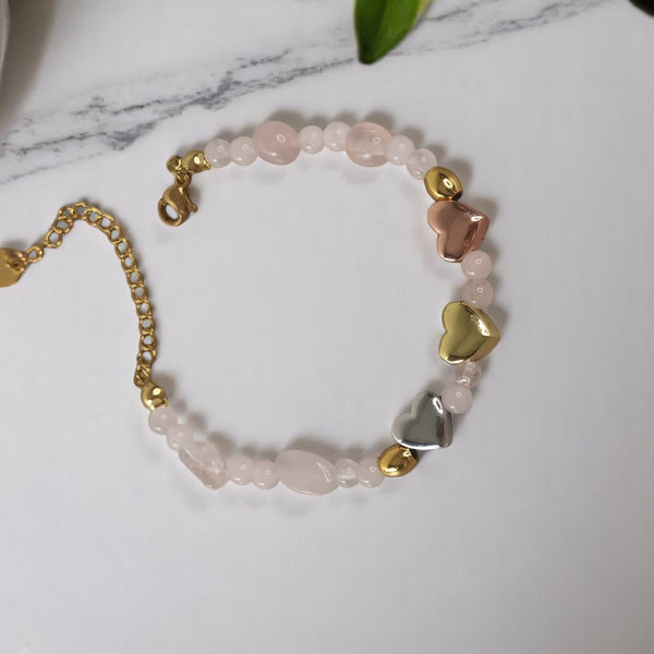 Pulsera piedras naturales cuarzo rosa regalo 