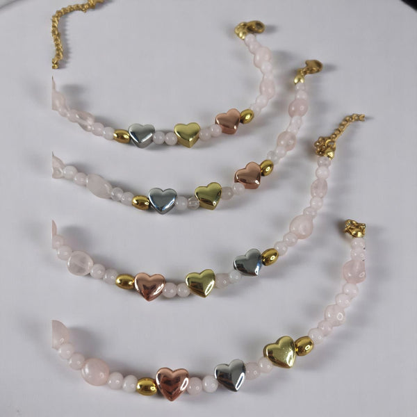 Pulsera piedras naturales cuarzo rosa regalo 