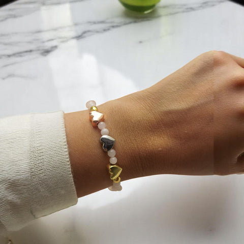 Pulsera piedras naturales cuarzo rosa regalo 