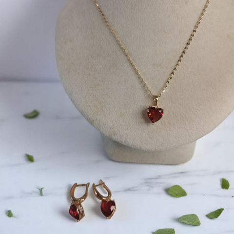 Collar y aretes regalo amor