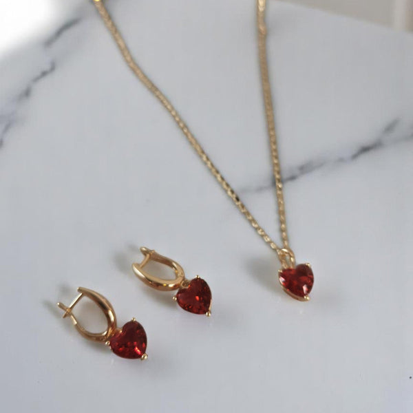 Collar y aretes regalo amor
