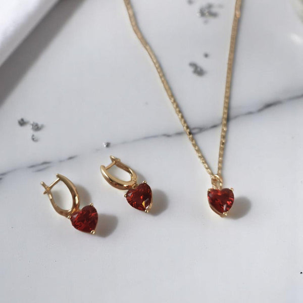 Collar y aretes regalo amor