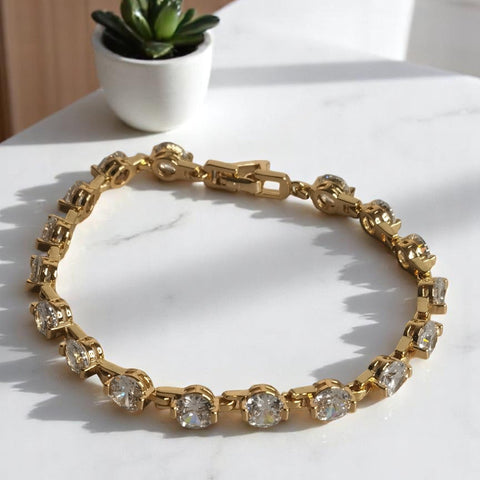 Pulsera de acero con zircones regalo mujer joyas