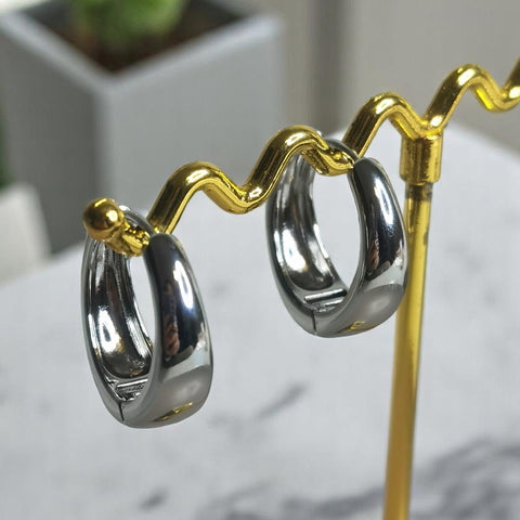 Argollas de acero plateado mujer joyas regalo