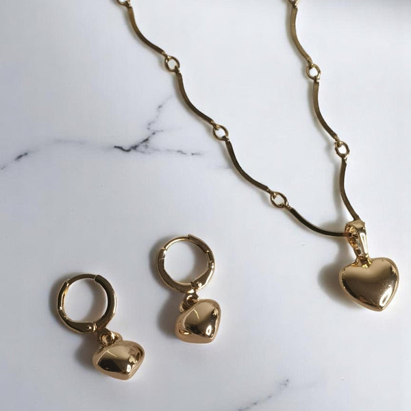 Collar y aretes corazon regalo moda mujer