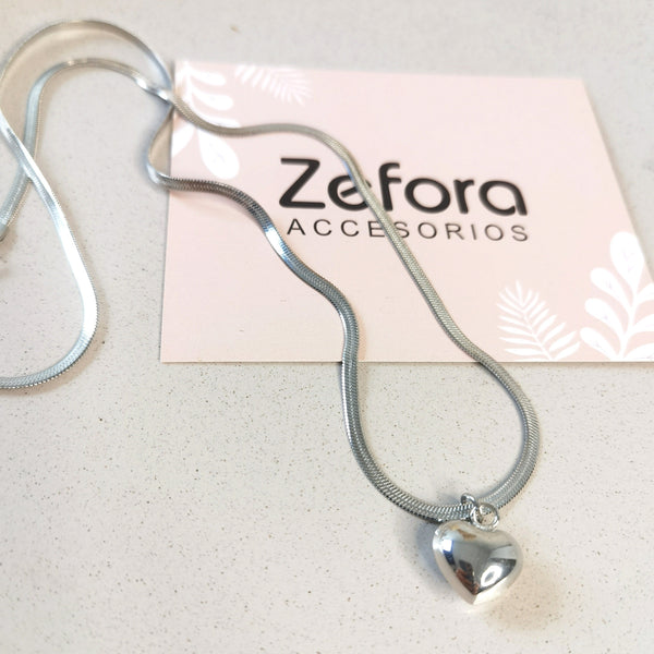 Collar plata de corazon