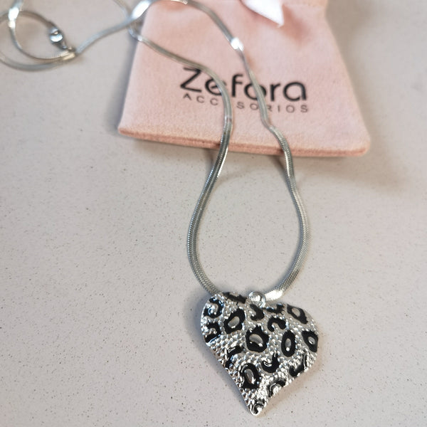 collar print plata corazon