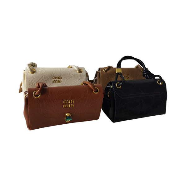 Carteras ZEFORA Amelie pequeñas y estructuradas en colores crema, camel y negro con detalles metálicos dorados