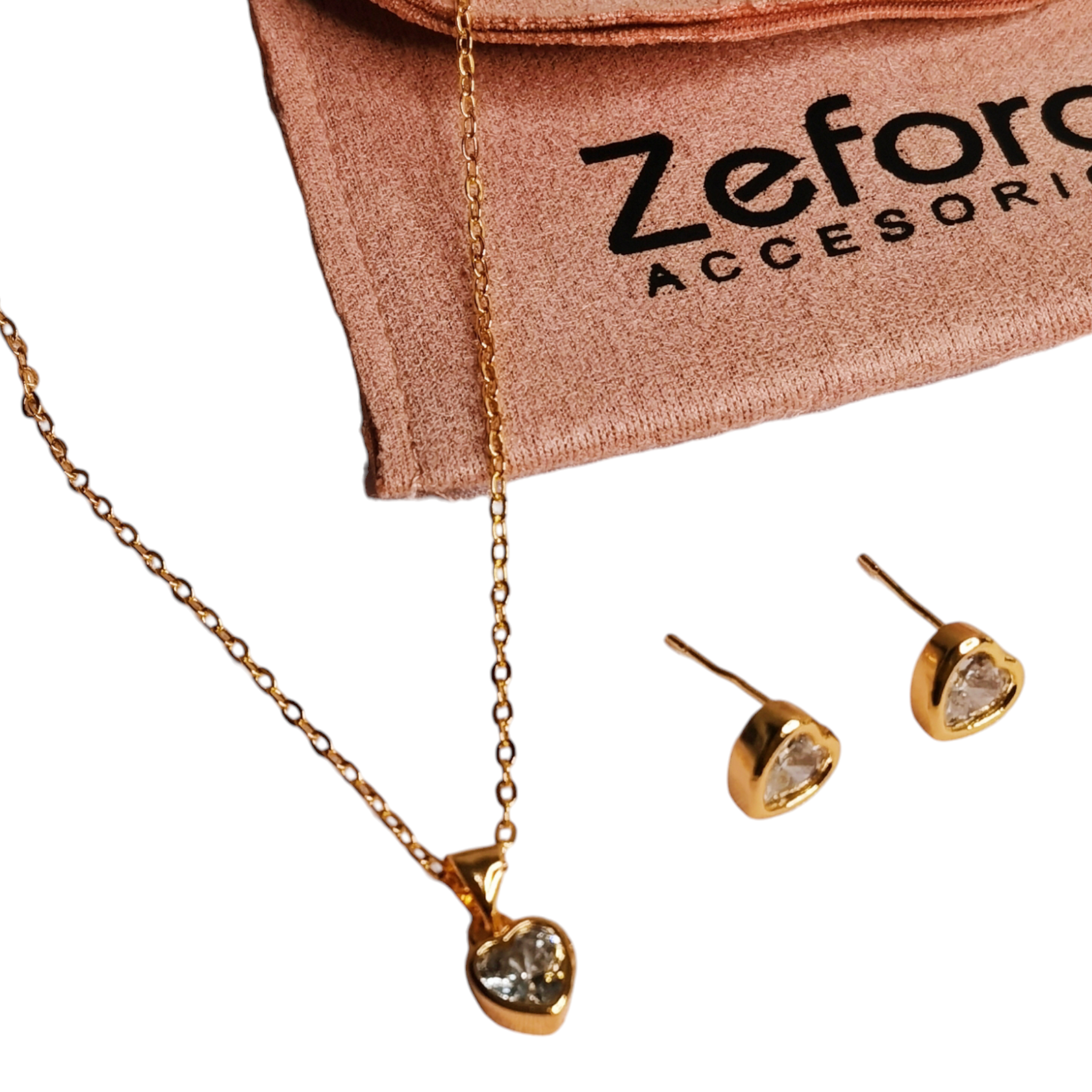Collar y aretes brillo amor