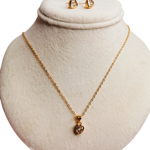 Collar y aretes brillo amor