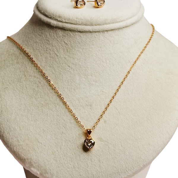 Collar y aretes brillo amor