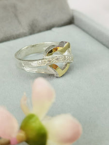 anillo de plata 950 con oro 18 k