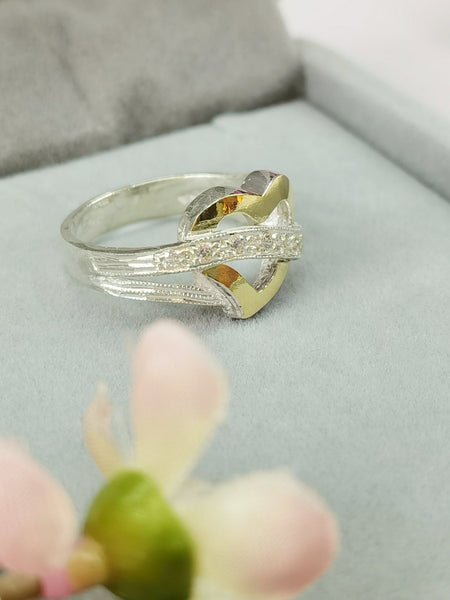 anillo de plata 950 con oro 18 k