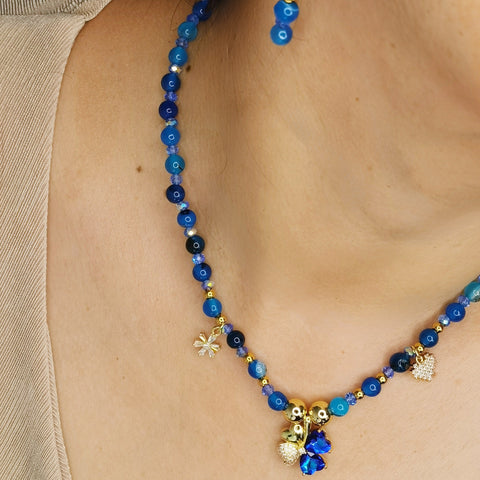 Collar de mujer lapisazuli trebol regalo