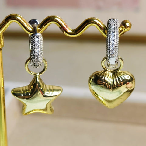 Aretes de acero plata y oro joyeria mujer